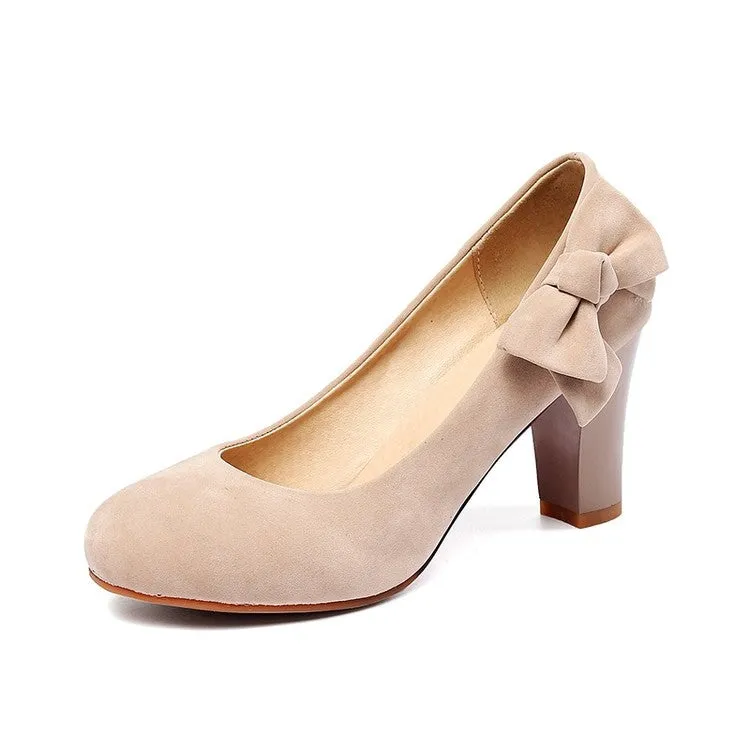 Women's Bowtie Block Heels Pumps