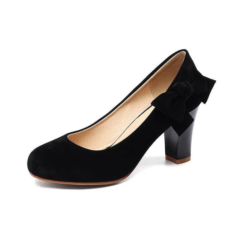 Women's Bowtie Block Heels Pumps