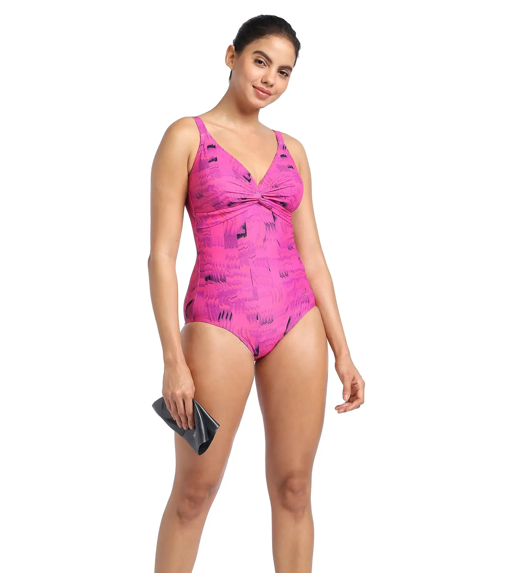 Women's Brigitte Printed One Piece Swimwear - Black  &  Wineberry