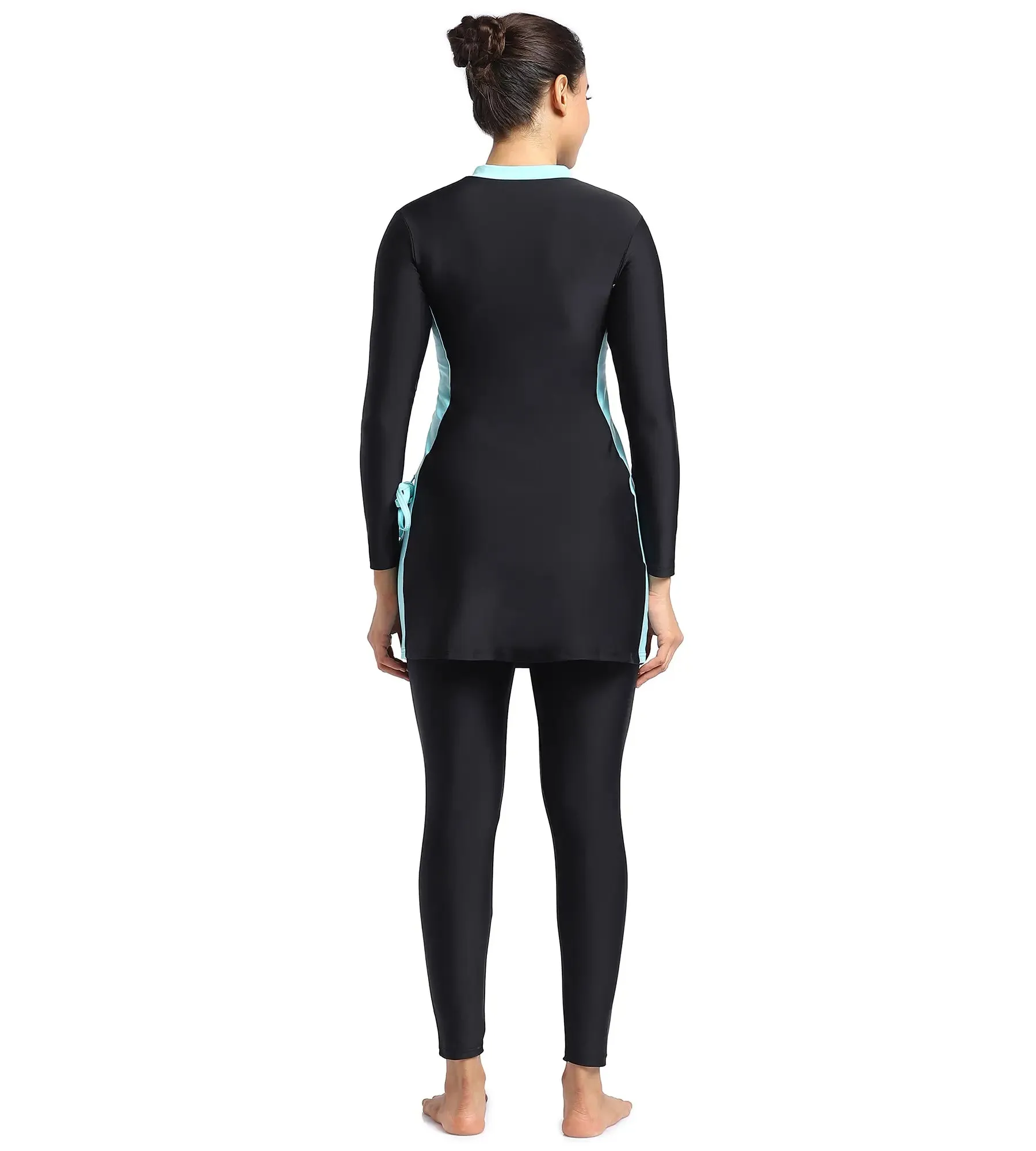 Women's Endurance Two Piece Full Body Suit Swimwear  - Black  &  Marineblue