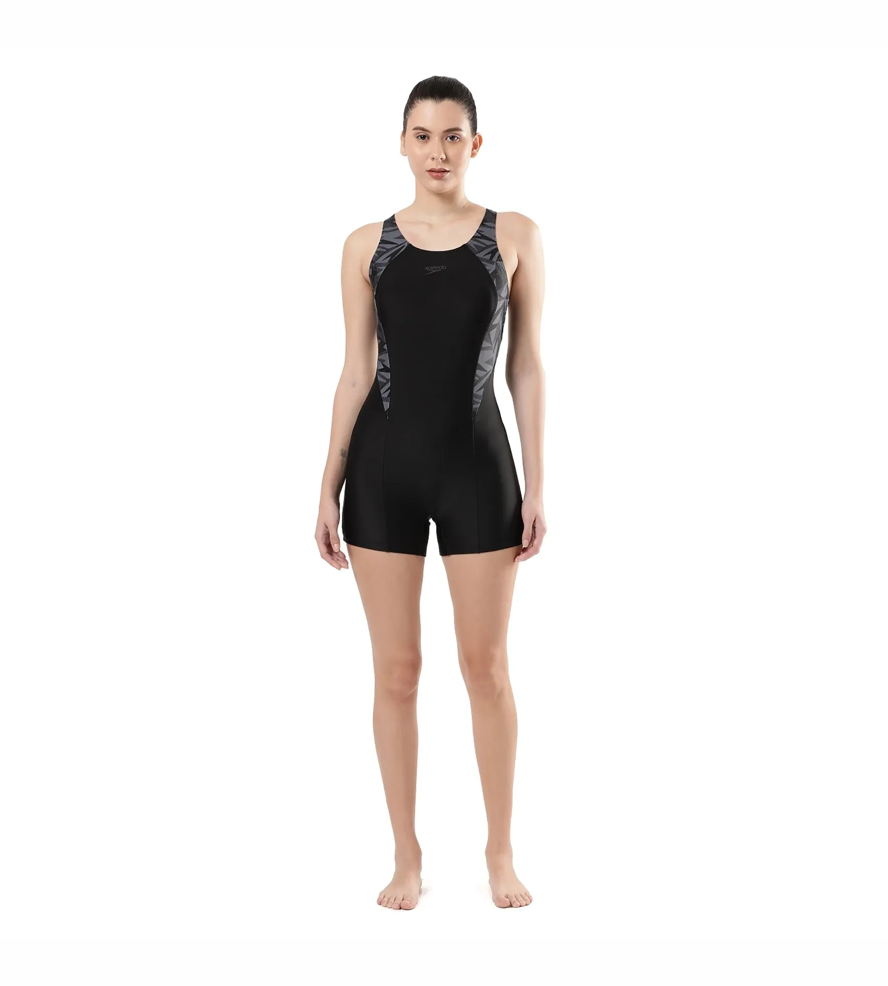 Women's Endurance Hyperboom Splice Legsuit Swimwear  - Black  &  Oxid Grey