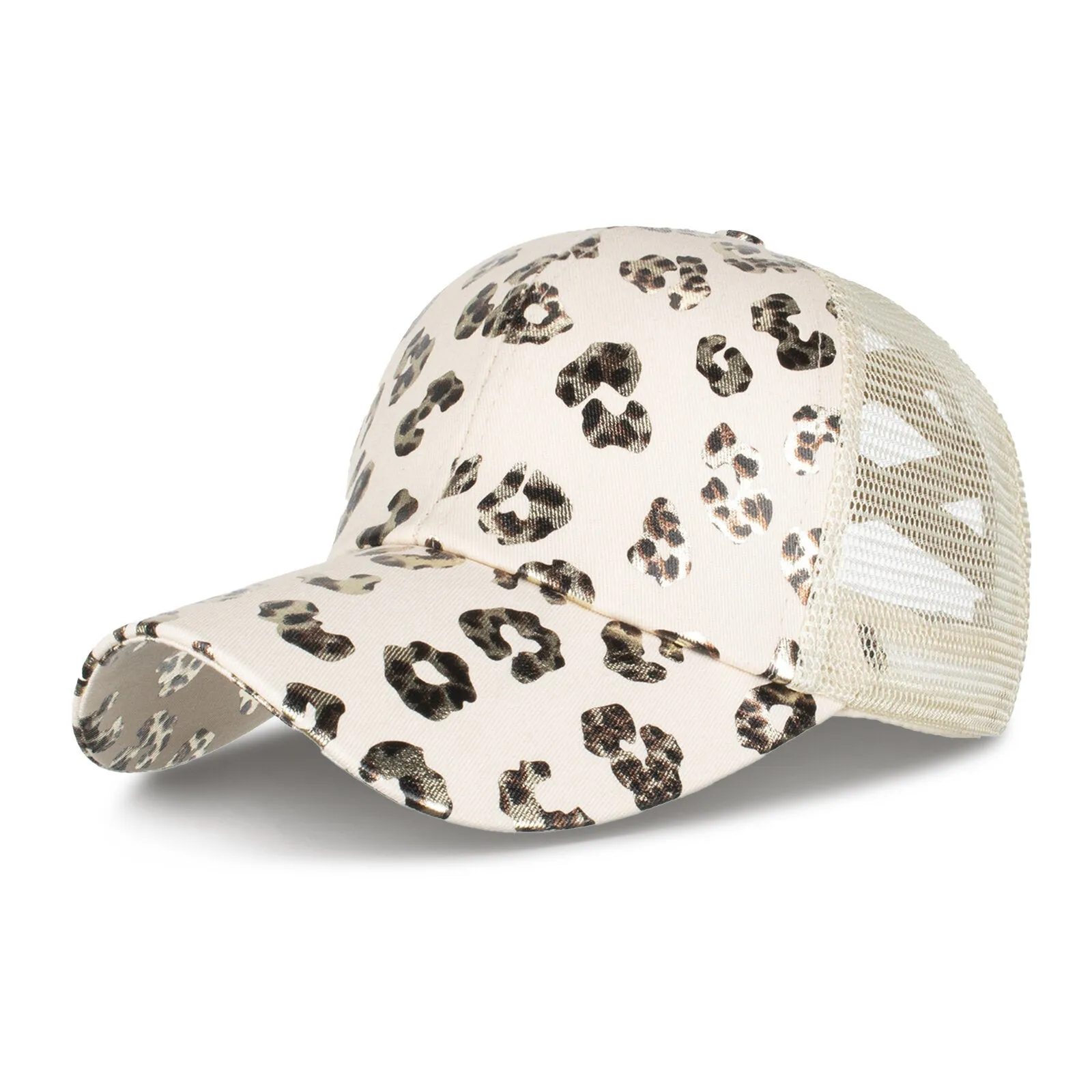 Women's Polyester Mesh Leopard Splicing Fashion Baseball Cap Casual Sunhat