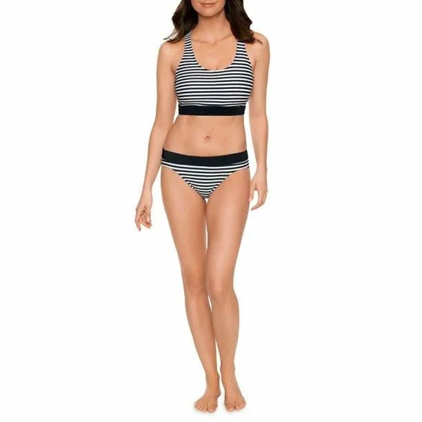 Women's striped high neck swimsuit top